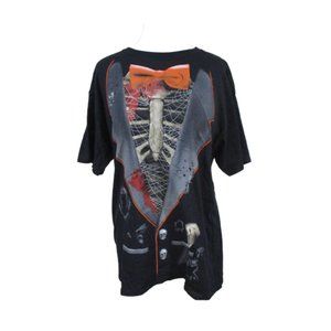 NWT Skeleton Ribcage Tuxedo Suit Halloween Spooky Tee Shirt